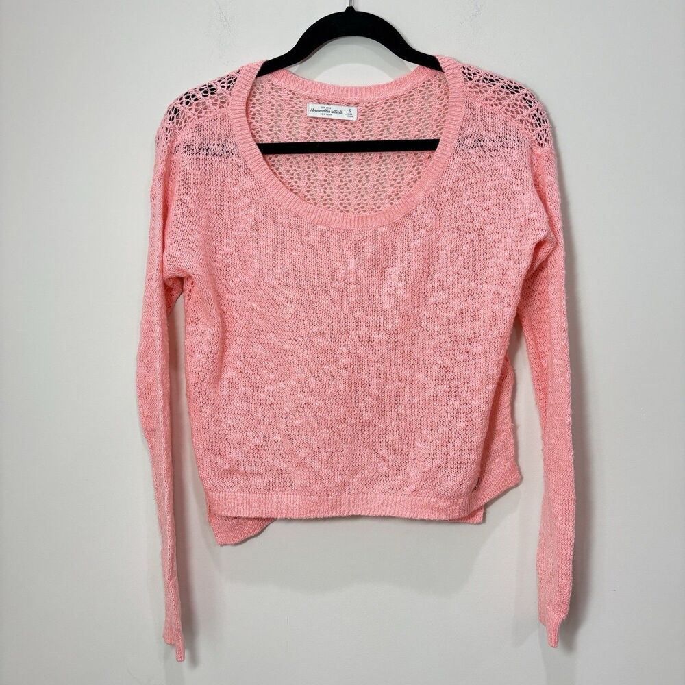 Abercrombie Fitch Open Knit Pullover Sweater Pastel Pink Women S Beachy Boho
